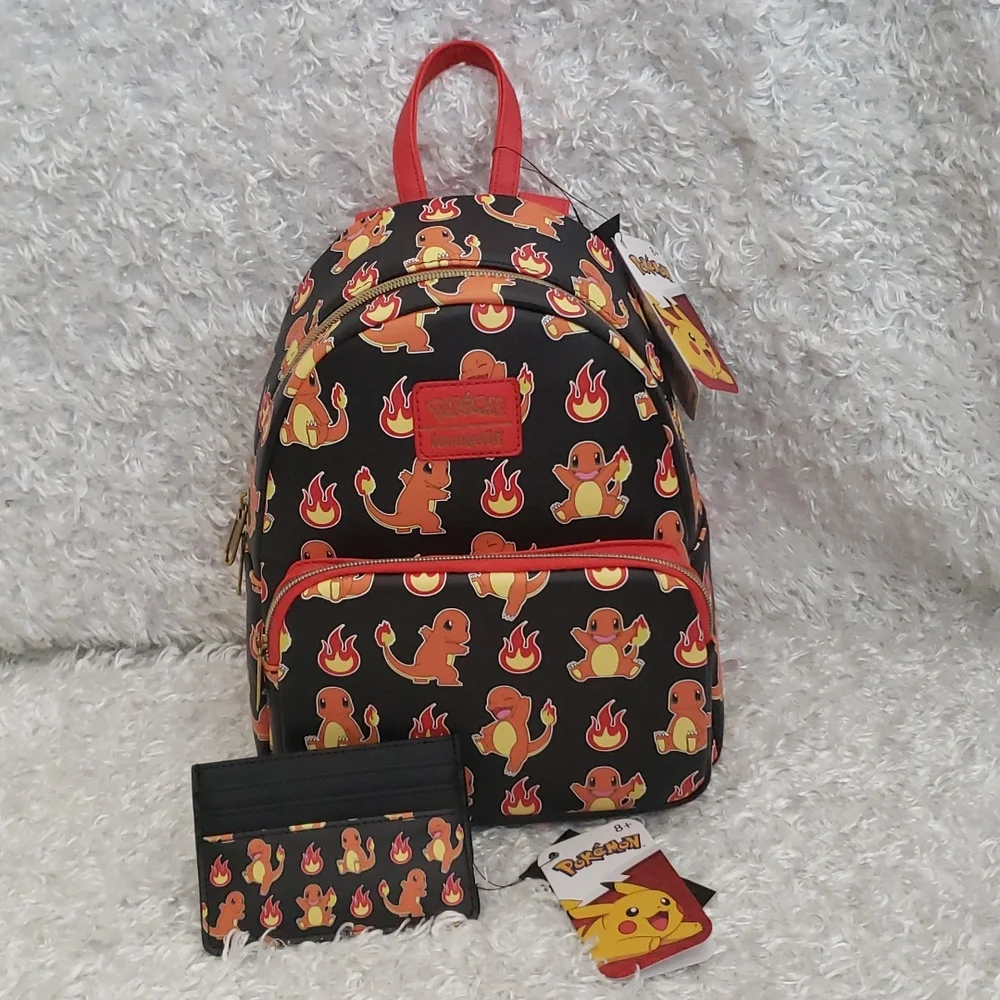 Loungefly Pokémon Charmander flames mini backpack and cardholder